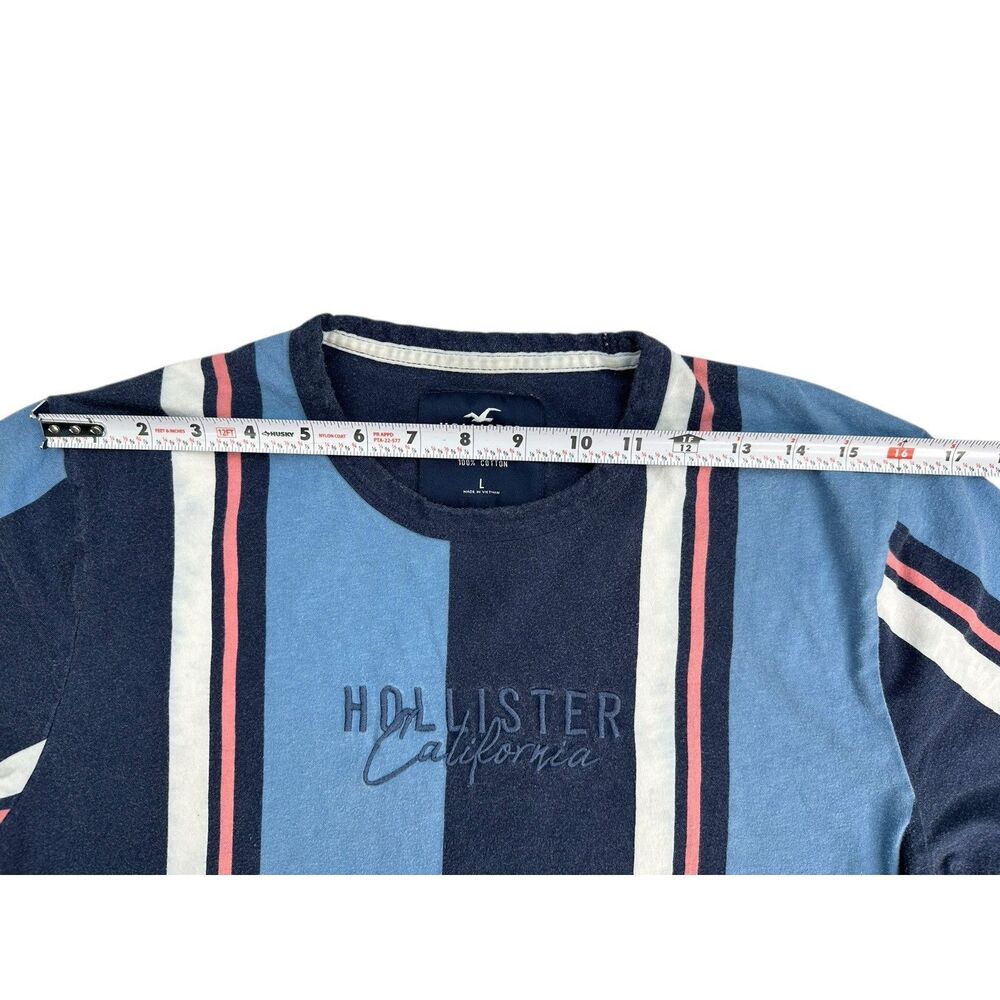 Hollister Striped Embroidered Graphic Short Sleeved Men’s T-Shirt Size Large - Picture 5 of 11